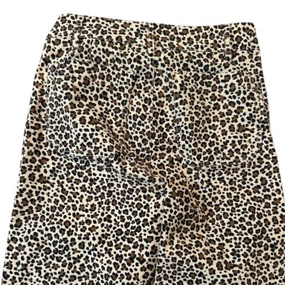 New J Crew High Waist Wide Leg Leopard Print Cotton Linen Blend Pants 26 - Picture 5 of 9